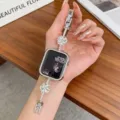 Glitzerndes Strass Metall Uhrenarmband kompatibel mit Apple Watch funkelndes Armband Design - Selbstgemessen: 18mm / Weiß