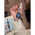 Slim starry leather watch strap with star charms compatible with Apple watch series, stylish accessory. - Compatible: 38mm/40mm/41mm Universal / White Silver