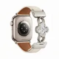 Bracelet de montre en cuir de luxe et charms metal compatibles Apple Watch Series 10 46mm - Compatible: (S10/11 Gén 42mm) / Étoile