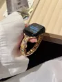 Glitzernde Stern Metall Uhrenarmband kompatibel mit Apple Watch Serie, Strass Ersatzarmband. - Passend für: (Serie 10/11 42mm) / Gold - Mehrfarbige Zirkonia