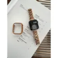 Roestvrijstalen Horlogeband en Hoesje Set in Roségoud voor Apple Watch Compatibele Band - 38 / Roségoud
