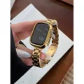 Cinturino per orologio in metallo acciaio inossidabile lucido compatibile con apple watch. - Oro con Custodia