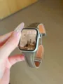 Detailed view of slim genuine leather watch strap with deployment buckle, elegant women style. - For Xiaomi 9Pro / Dark Brown