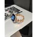 Bracelet de montre en métal zircon rotatif étoile or rose compatible avec Apple Watch Ultra 10 - Personnalisé : 20mm / Or rose
