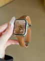 Slim leather watch strap brown replacement wristband for smartwatch elegant accessory - For Xiaomi 9Pro / Light Brown