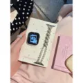 Perlen Herz Uhrenarmband kompatibel mit Apple Watch, elegantes weißes Perlenarmband Modell. - Selbstmessung: 20mm / Schwarze Punkte