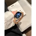 Rose gold rhinestone bow metal replacement watch band compatible with Apple Watch - Self-measured: 18mm / Rose Gold