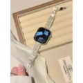 Glitzerndes Metall-Uhrenarmband mit Strass für Apple Watch, elegantes silbernes Design. - Passend für: 38mm/40mm/41mm Universal / Sternenlicht Klares Strass