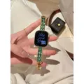 Smaragd Strass Metall Armband fur Apple Watch Series 10 11 9 8 7 6 5 SE Luxus Schmuck Armband. - Passend für: 38mm/40mm/41mm Universal / Gold Grün