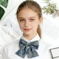 Nœud papillon écossais bleu pré-noué pour uniforme scolaire JK japonais femmes et filles style - Carreaux Bleu Clair