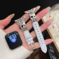 Herz Stern Leder Metall Uhrenarmband kompatibel mit Apple Watch, stilvolles Accessoire fur Alltag. - Blau