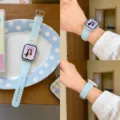 Transparentes Jelly-Stern-Uhrenarmband Detailansicht, kompatibel mit Apple Watch Serie. - s10/11 (42mm) / Gelee Stern - Transparent Blau