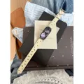 Bracelet de montre connectée en cuir avec motif d'étoiles et boucle étoile élégante et chic. - Compatible: Xiaomi 8/9/10 Universel / Blanc Cassé