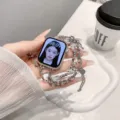 Gepunktetes Herz Ketten Uhrenarmband, elegantes Metall Ersatzarmband für Smartwatch. - Serie 10/11 42mm / Weiß Polka Dot Herz Kette