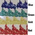 Galon de dentelle à sequins multicolore, bleu, vert, or et rouge, idéal pour couture. - 80 cm - 100 cm / Or
