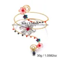 Brazalete de Brazo Ajustable de Alambre con Flores Estilo Étnico Elegante y Único - Flor Envuelta en Alambre Colorida (Estilo 1)