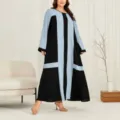 Übergrößen Langarm Farbblock Maxikleid lässig lose elegante lange Partykleid für Damen - 0XL / Grau