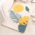 Alfombra de baño suave absorbente antideslizante con diseño copetudo botánico para casa. - Hojas Danzantes