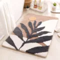 Cálida alfombra de baño copetuda con diseño de planta abstracta, muy absorbente y antideslizante hogar. - Bambú Frondoso