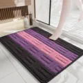 Striped Bath Mat Non-Slip Tufted Floor Mat for Bathroom Living Room Doorway Purple Black - 37*57cm / Pink Stripes