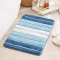Absorbent bathroom floor mat, blue white striped plush anti-slip rug for home kitchen door - 40*60cm / Blue