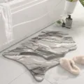 Grey marble pattern faux rabbit fur rug fluffy soft floor mat for bedroom bathroom home decor - 60*90cm / Gray