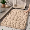 Memory foam bath mat with 3D pebble embossed design, soft non-slip floor mat for bathroom. - 40*60cm / Beige