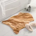 Faux rabbit fur area rug irregular fluffy floor mat for living room bedroom home decor - 60*90cm / Camel