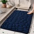 Deep blue memory foam pebble bath mat, non-slip soft floor mat for bathroom and bedroom use. - 40*60cm / Navy Blue
