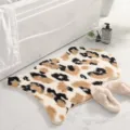 Leopard print plush floor mat imitation rabbit fur soft rug for living room bedroom home - 60*90cm / Light Camel