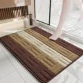 Multicolor jacquard non-slip bath mat, absorbent floor carpet for home hallway and bathroom. - 37*57cm / Camel Stripes