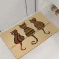 Linen printed floor mat non-slip absorbent door mat for entryway bathroom home decor variant - 38*58cm / Three Kittens