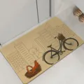 Vintage bicycle print floor mat home anti-slip doormat absorbent mat for entrance and hallway. - 38*58cm / Bicycle