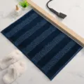 Dark blue striped absorbent bath mat, non-slip floor carpet for bathroom and bedroom use. - 40*60cm / Navy Blue