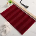 Soft absorbent bath mat for bathroom and bedroom, comfortable anti-slip red striped rug. - 40*60cm / Burgundy