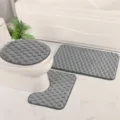 Ensemble de tapis de bain en flanelle grise 3 pièces antidérapant absorbant et coussins wc - 50*80cm+50*40cm / Gris foncé