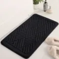 Black memory foam bathroom floor mat with embossed geometric design for door and home use - 40*60cm / Black