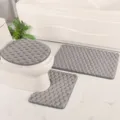 Ensemble de tapis de bain en flanelle grise 3 pièces antidérapant et absorbant pour toilette - 50*80cm+50*40cm / Gris clair