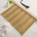 Brown striped absorbent bath mat, soft plush floor carpet for bathroom, anti-slip bedroom rug. - 40*60cm / Camel