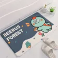 Cute cartoon printed non-slip floor mat, soft flannel absorbent bathroom doormat for home. - 40*60cm / Blue-Gray Dinosaur