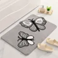 Alfombra de baño gris con diseño de mariposa, antideslizante y absorbente para el cuarto de baño. - 40*60cm / Gris
