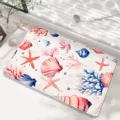 Watercolor ocean theme anti-slip bath mat, seashell and starfish print decorative carpet style. - 50*80cm / Colorful Shells