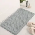 Grey embossed bath mat, soft coral velvet absorbent anti-slip floor rug for bathroom. - 40*60cm / Light Gray