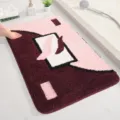 Thickened flocking bath mat soft absorbent anti-slip floor rug for bathroom doorway home decor - 40*60cm / Deep Wine Red