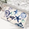 Blue watercolor shell starfish printed faux cashmere floor mat for bedroom living room - 50*80cm / Ocean Star Shells