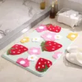 Suave alfombra de baño de fresas, felpudo verde mullido con diseño floral para dormitorio. - 45*65cm / Fresa Verde