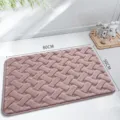 Plush imitation rabbit fur bathroom mat, absorbent anti-slip floor rug for home entry use. - Purple Pink