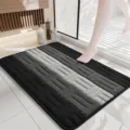 Black and grey striped polypropylene bathroom floor mat, anti-slip soft foot mat for home use - Gray Striped