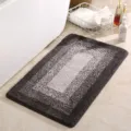 Minimalist bathroom anti-slip absorbent bath mat soft grey shag floor rug for home use - Round-Corner Grey