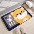 Cute cartoon Shiba Inu absorbent floor mat for bathroom living room non-slip tufted rug - 40*60cm / Happy Wealth Dog